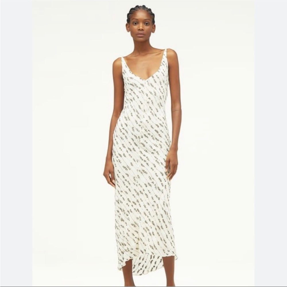 NEW Zara Narciso Rodriguez embroidered dress, V- Neck, Oyster White, Size S